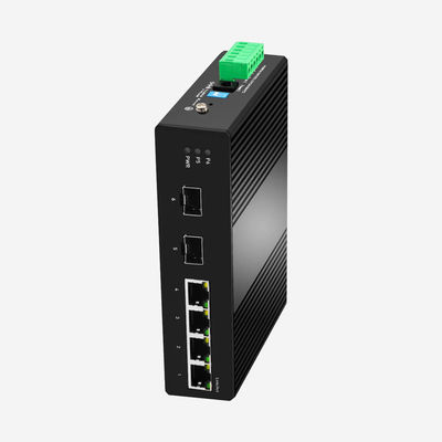 IP30 Rate, CE ROHS Industrial Gigabit Unmanaged Ethernet Switch With 2 SFP Fiber Ports 4 RJ45 Ports