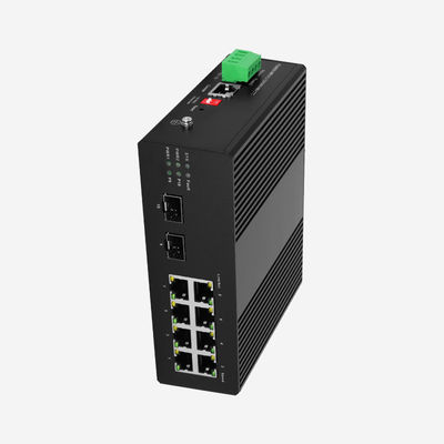 10 Port Industrial Gigabit PoE Switch With 8 PoE+ Ports And 2 SFP Slots IP30