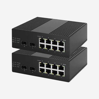 8 10/100/1000M RJ45 Ports Industrial Fiber Switch With 2 Gigabit SFP Slots