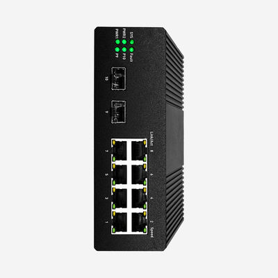 8 10/100/1000M RJ45 Ports Industrial Fiber Switch With 2 Gigabit SFP Slots