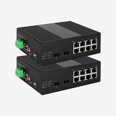 8 10/100/1000M RJ45 Ports Industrial Fiber Switch With 2 Gigabit SFP Slots