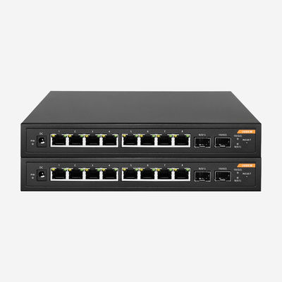 Desktop 10 Port Industrial Ethernet Switch 100W PoE Power With RJ45 And SFP Ports