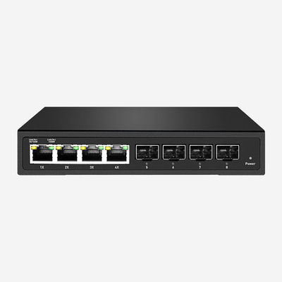 GIGA 4 Rj45 And 4 SFP Smart Switch With Low Energy Consumption Jumbo Frame Support And External Power Adapter