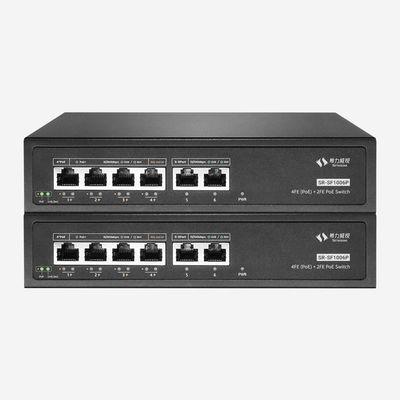 6 RJ45 Ports Unmanaged 100M PoE Ethernet Switch With LED Indicators And PoE power 60W