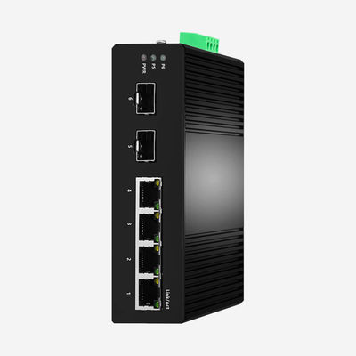 IP30 Rate, CE ROHS Industrial Gigabit Unmanaged Ethernet Switch With 2 SFP Fiber Ports 4 RJ45 Ports