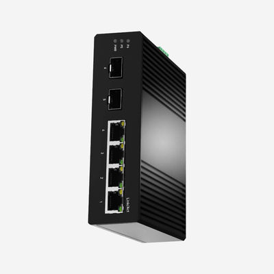 IP30 Rate, CE ROHS Industrial Gigabit Unmanaged Ethernet Switch With 2 SFP Fiber Ports 4 RJ45 Ports