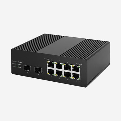 10 Port Industrial Ethernet Switch With 8 Auto Sensing RJ45 Ports 2 SFP Fiber Ports