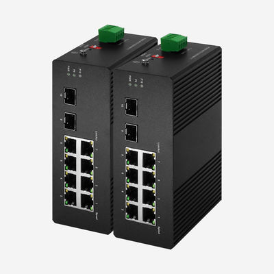 ギガビット 8 RJ45 PoE ポートと 2 SFP DC 電源と -40°C~85°C インダストリアル スマート スイッチ