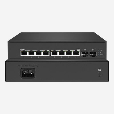 80Gbps 1-Fan 2 10G SFP+ And 8 RJ45 2.5g Unmanaged Ethernet Switch With Rack Mount Design