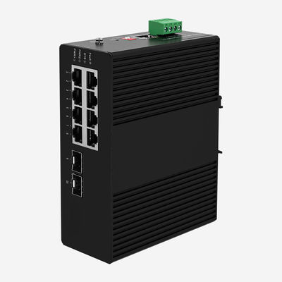 56Gbps Switching Capacity Industrial 10gb Switch with 8 Gigabit RJ45 2 10gb SFP Port CLI Management and SSL Security